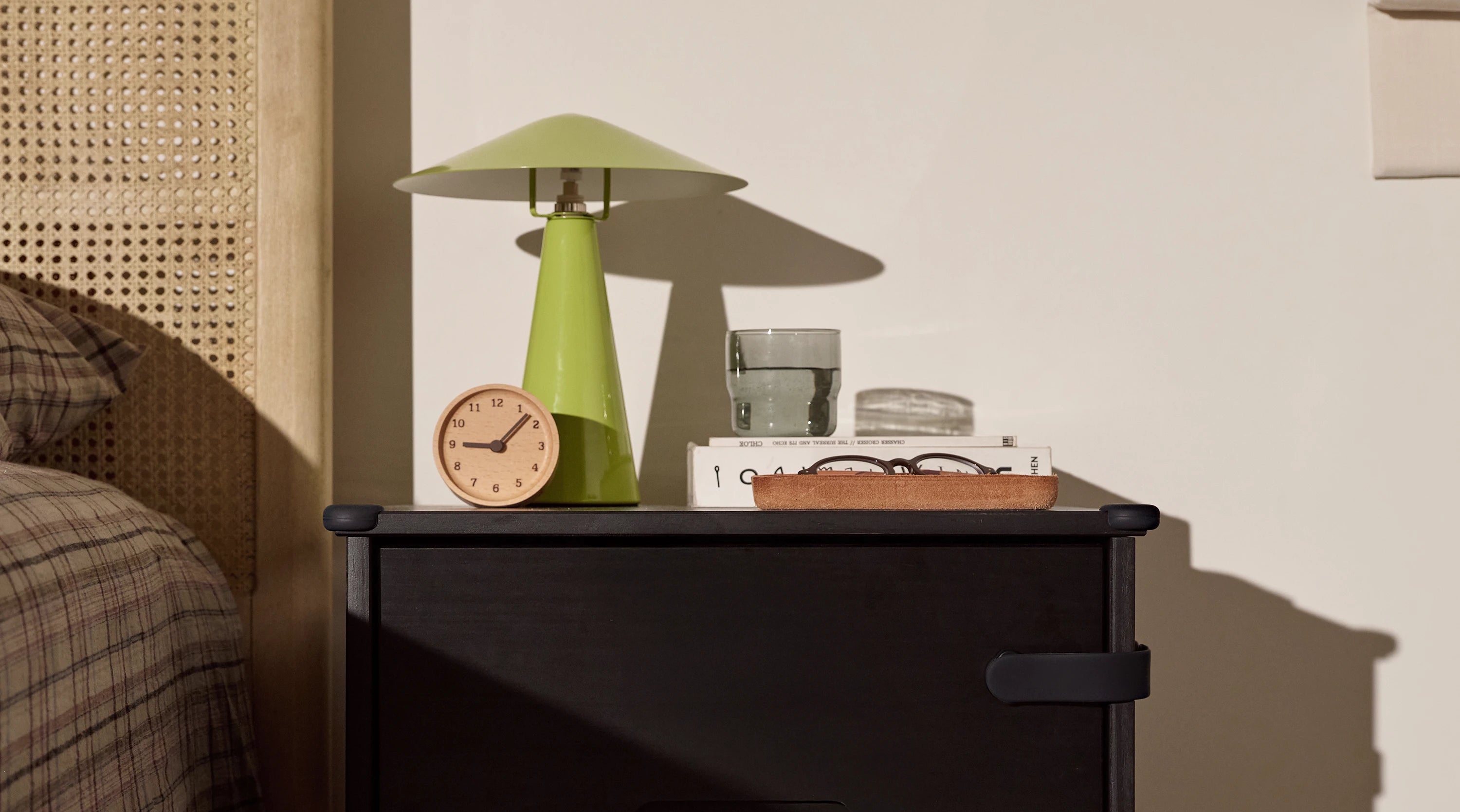 Pom Strap Lock — babyproof your bedside table in your bedroom with a modern, durable safety lock. Easy to install, secure, and designed for busy little ones.